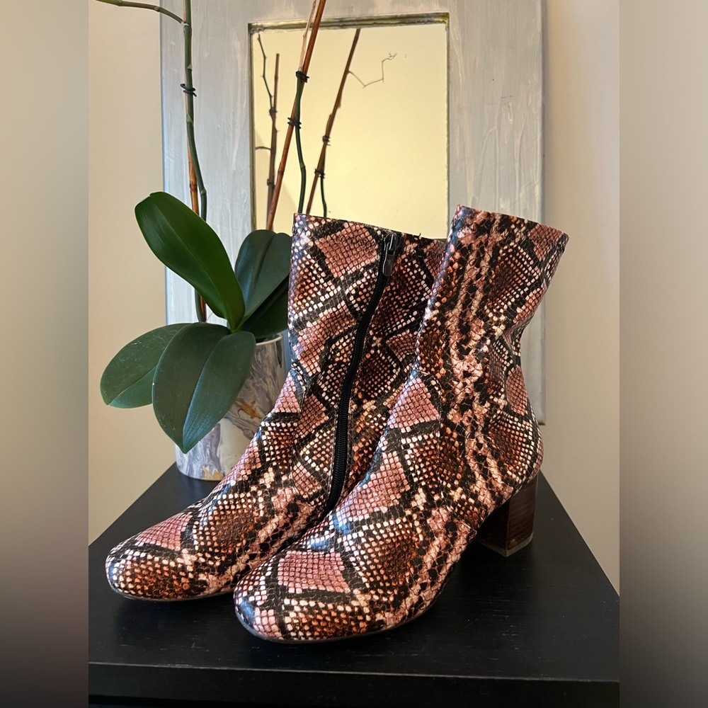 Pink snakeskin Silent D boots